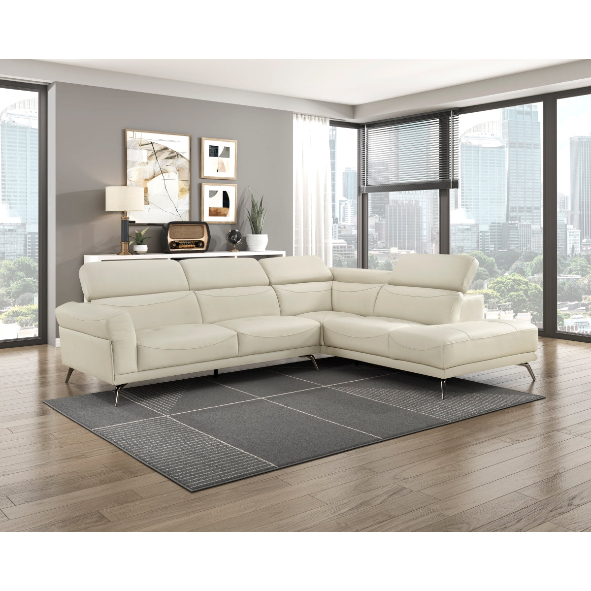 Giselle Beige Leather 2-Piece Sectional with Right Chaise from Homelegance - Luna Furniture