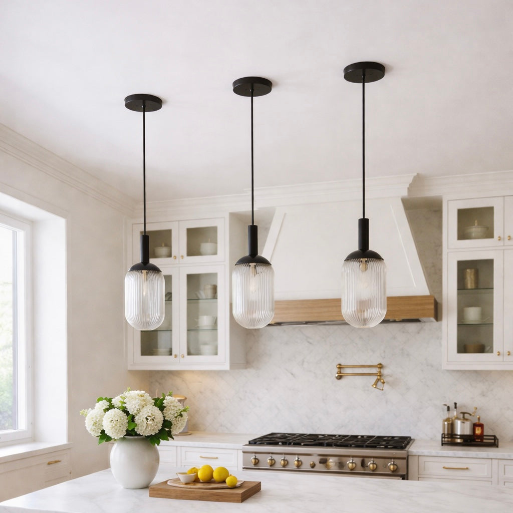 Giza Pendant Lamp - Black and Clear from Ashcroft Furniture - Luna Furniture