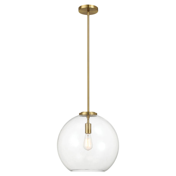 Gleam Pendant Lamp with Satin Brass and Clear Glass