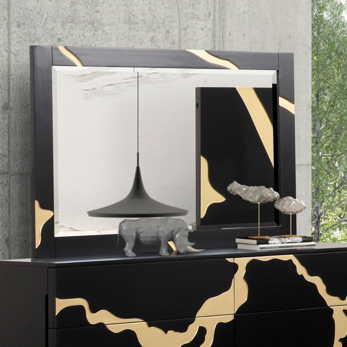 Goldsberg Black/Gold Mirror (Mirror Only) from Furniture of America - Luna Furniture