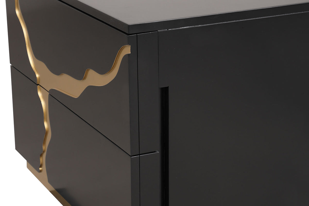 Goldsberg Black/Gold Contemporary Wall Panel Bedroom Set from Furniture of America - Luna Furniture