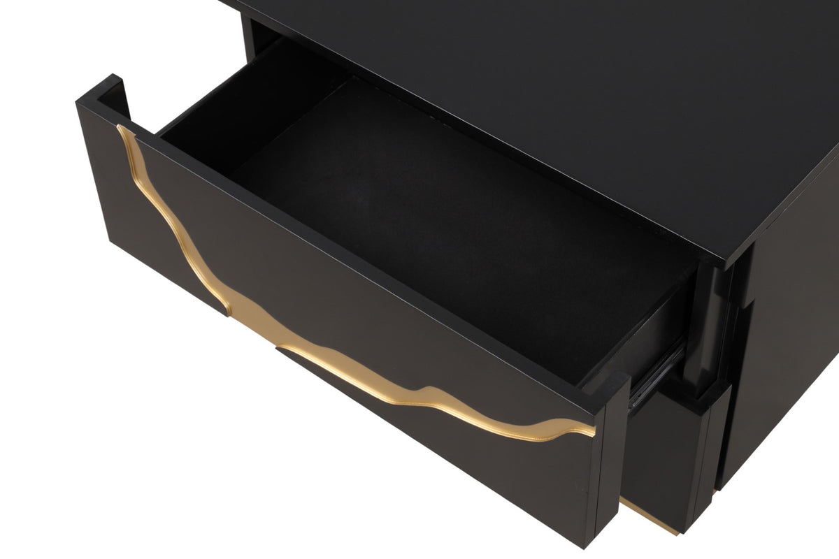 Goldsberg Black/Gold Contemporary Bedroom Set from Furniture of America - Luna Furniture