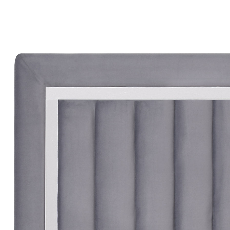 Goodline Gray Velvet Upholstered Queen Bed from Happy Homes - Luna Furniture
