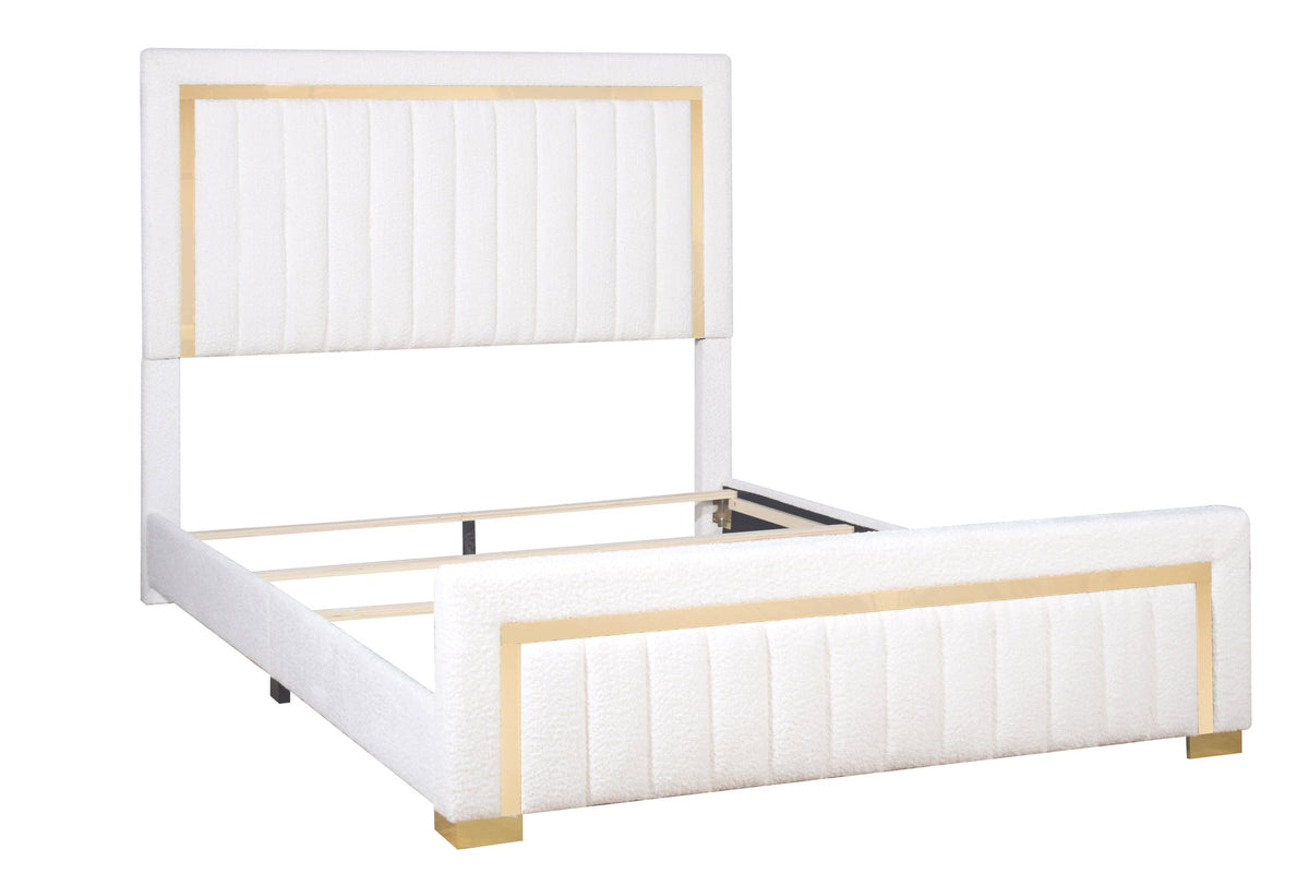 Goodline Off White Boucle Upholstered Queen Bed from Happy Homes - Luna Furniture