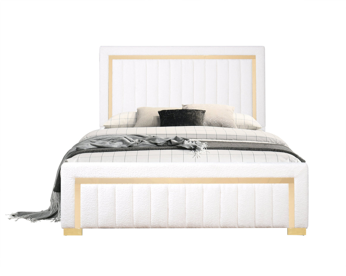 Goodline Off White Boucle Upholstered Queen Bed from Happy Homes - Luna Furniture