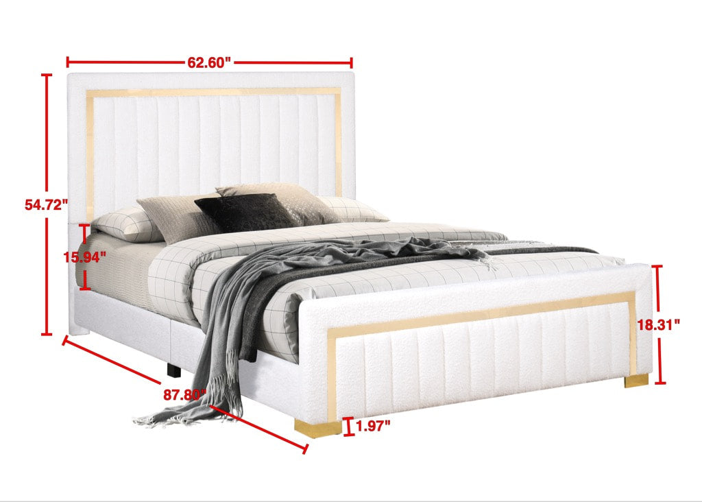 Goodline Off White Boucle Upholstered Queen Bed from Happy Homes - Luna Furniture