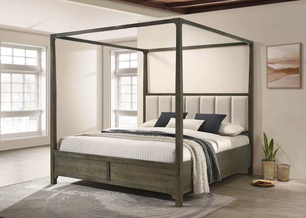 Gran Park Dark Cocoa Eastern King Four Poster Canopy Bed from Coaster - Luna Furniture