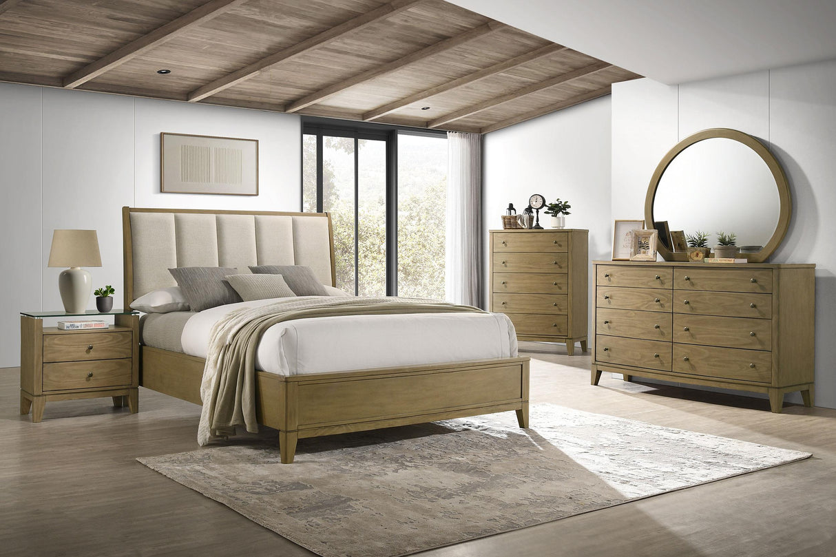 Granada Natural Pine Upholstered California King Panel Bed from Coaster - Luna Furniture