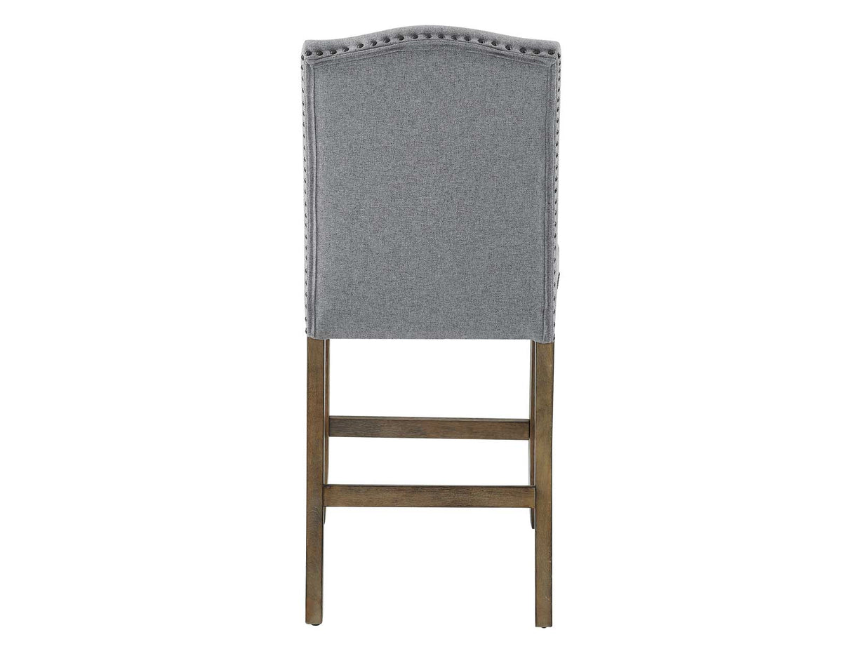 Grayson 24″ Counter Stool, Upholstered with Nailhead, Gray from Steve Silver - Luna Furniture