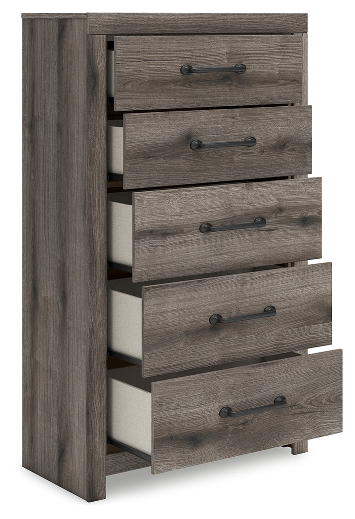 Graystorm Full Panel Bed with Mirrored Dresser, Chest and 2 Nightstands in Brown Gray from Ashley Furniture - Luna Furniture