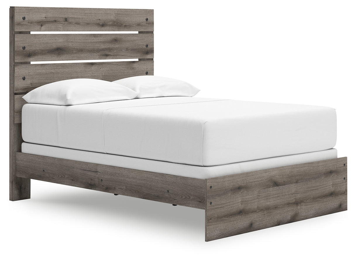 Graystorm Full Panel Bed with Mirrored Dresser, Chest and 2 Nightstands in Brown Gray from Ashley Furniture - Luna Furniture
