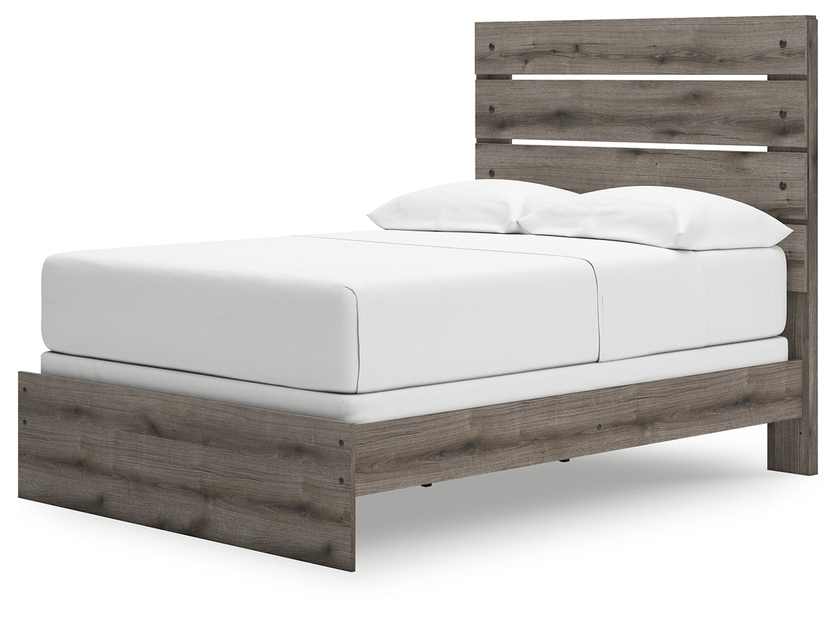 Graystorm Full Panel Bed with Mirrored Dresser, Chest and 2 Nightstands in Brown Gray from Ashley Furniture - Luna Furniture