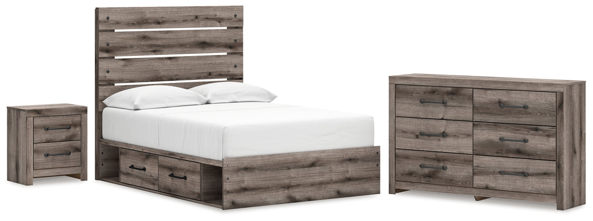 Graystorm Full Panel Bed with Storage with Dresser and Nightstand in Brown Gray from Ashley - Luna Furniture