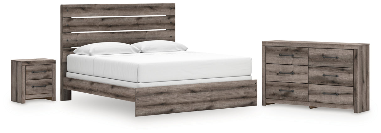 Graystorm King Panel Bed with Dresser and Nightstand in Brown Gray from Ashley - Luna Furniture