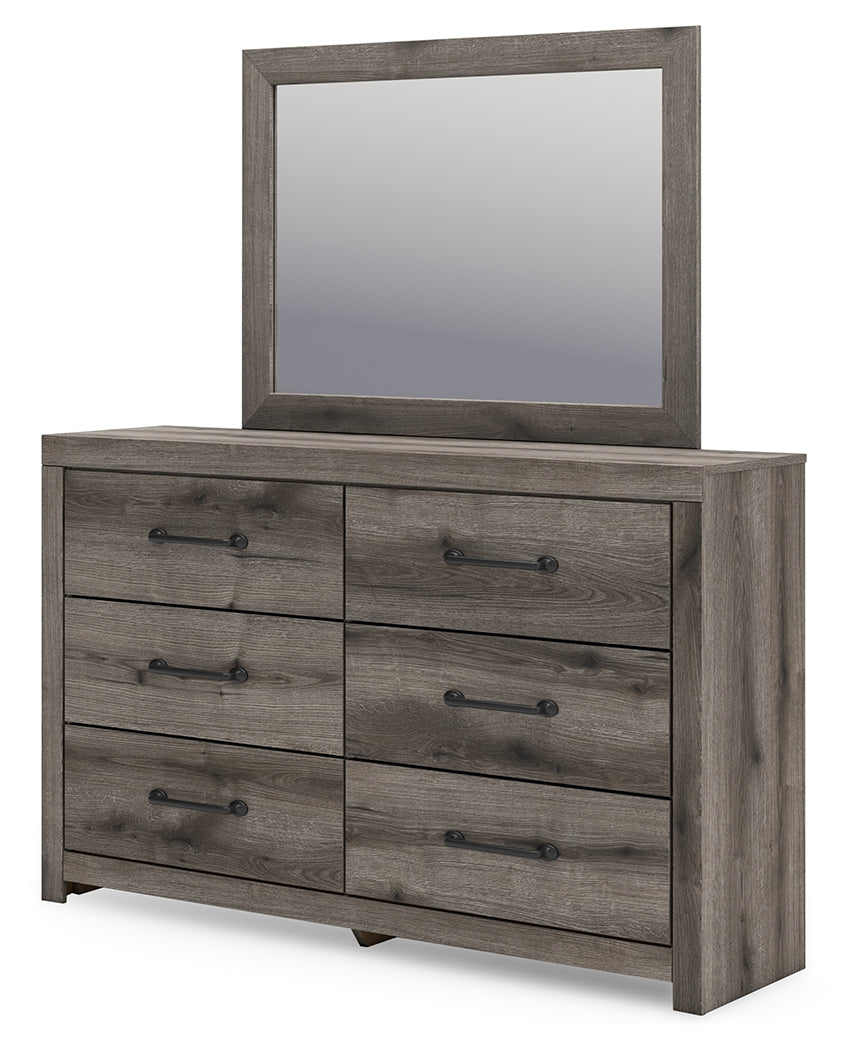 Graystorm Twin Panel Bed with Mirrored Dresser and Nightstand in Brown Gray from Ashley - Luna Furniture