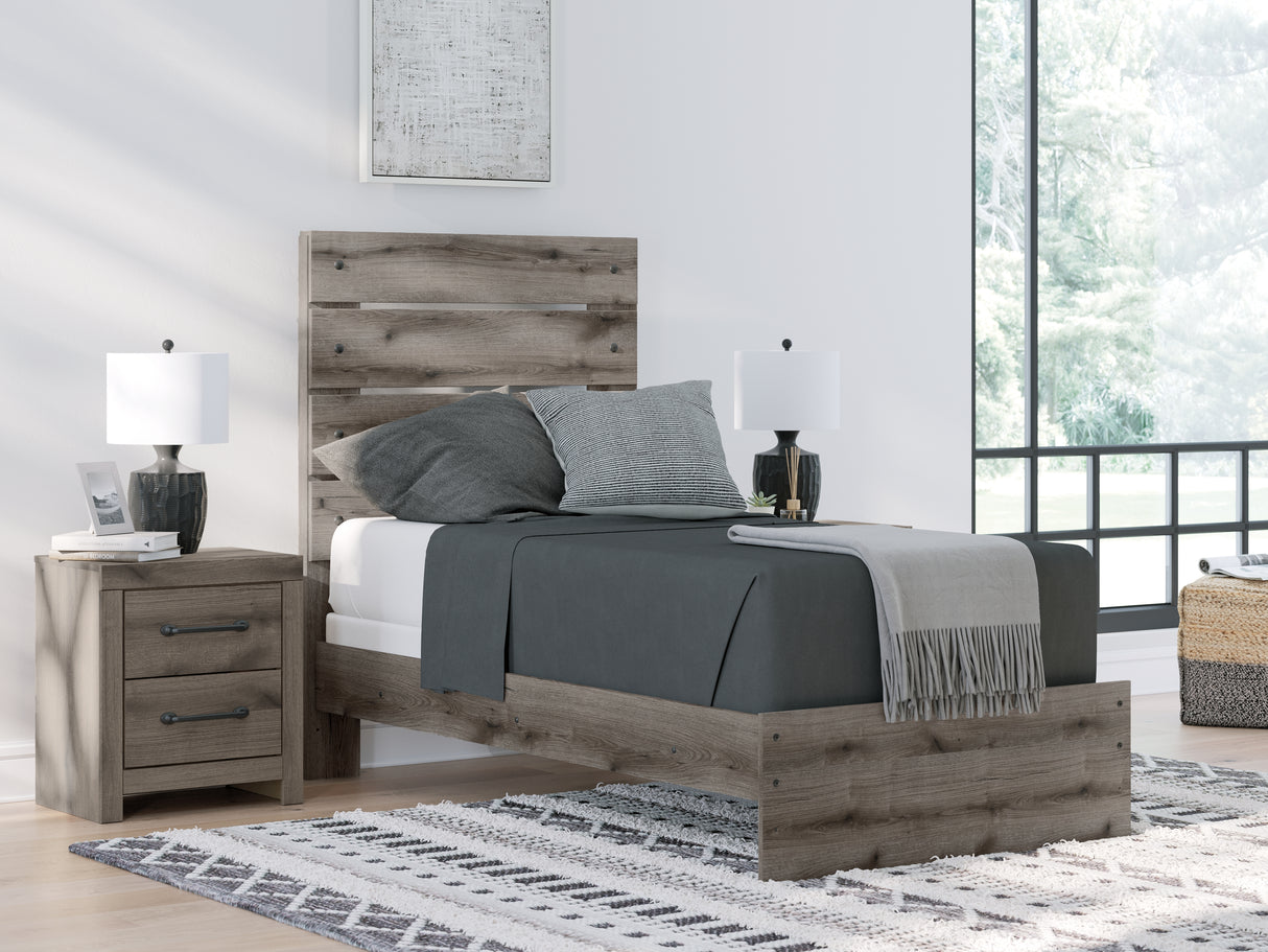 Graystorm Twin Panel Bed with Mirrored Dresser in Brown Gray from Ashley - Luna Furniture