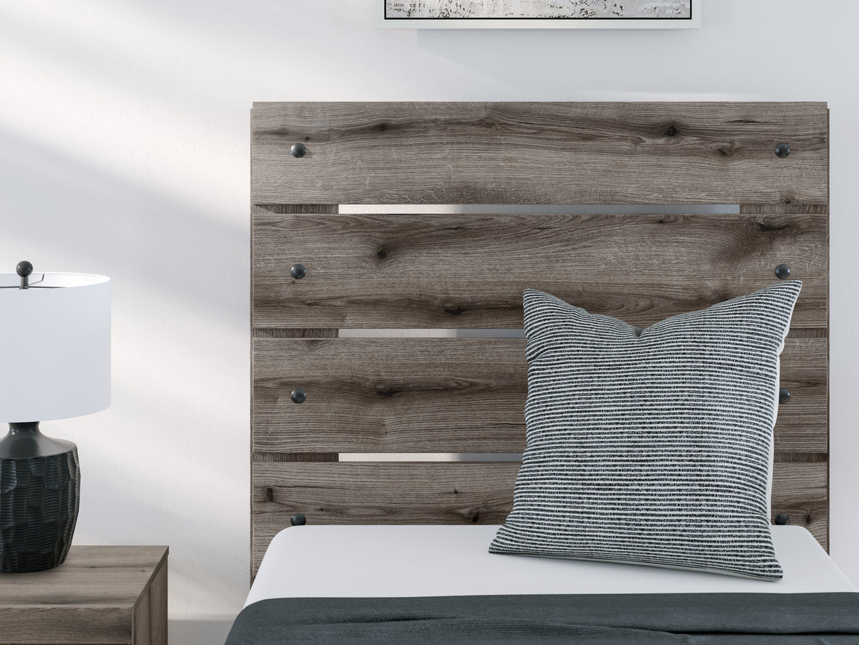 Graystorm Twin Panel Bed with Storage with Mirrored Dresser in Brown Gray from Ashley Furniture - Luna Furniture