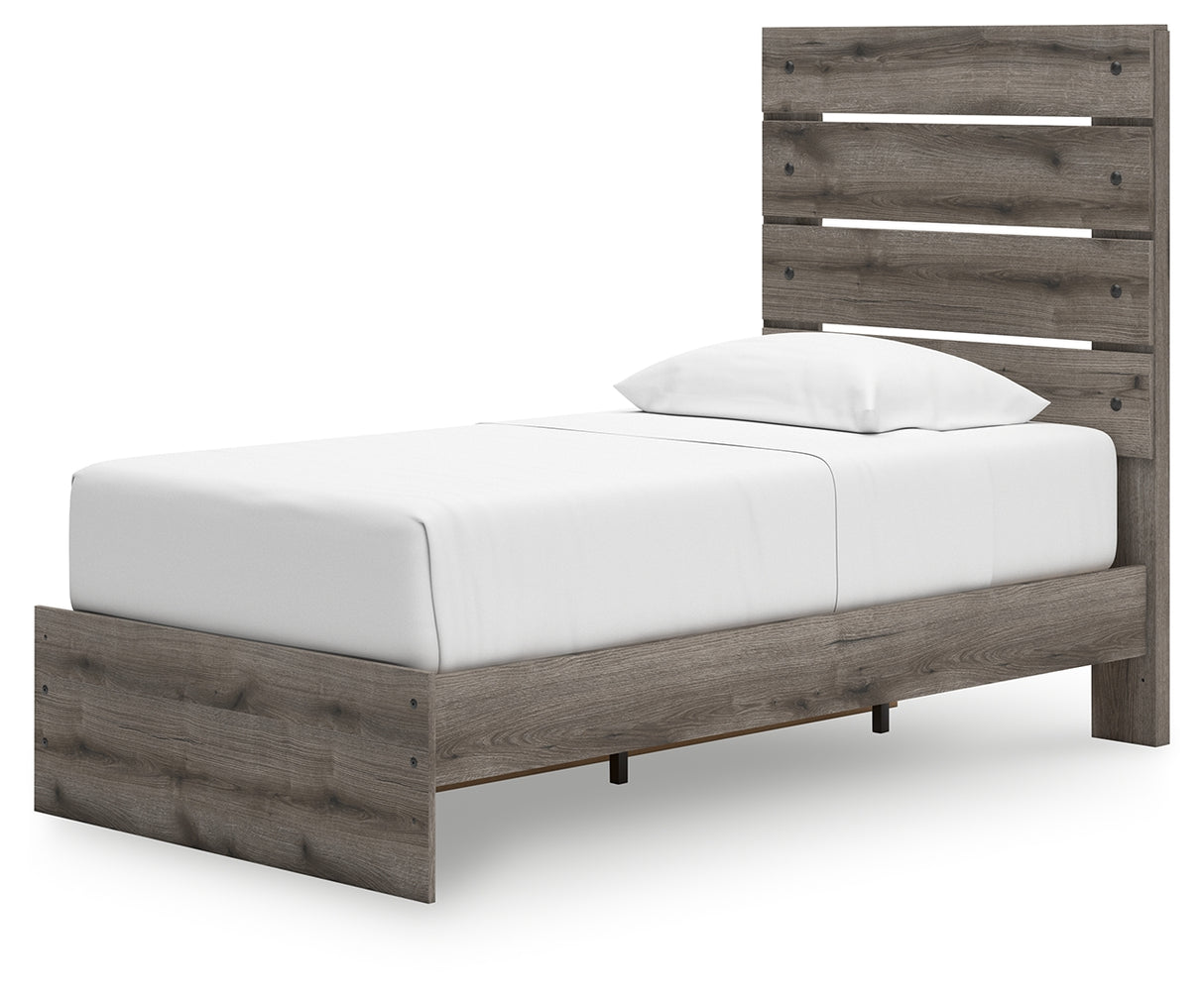Graystorm Twin Panel Storage Bed with Mirrored Dresser in Brown Gray from Ashley Furniture - Luna Furniture