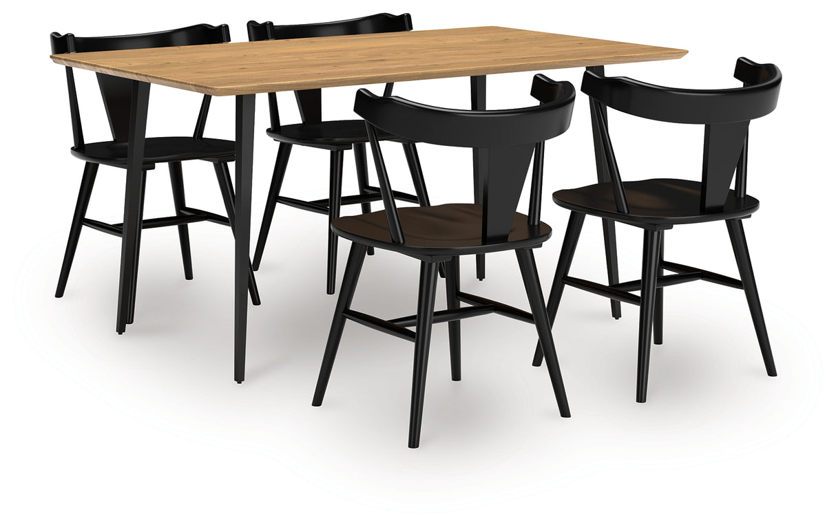 Gretlynn Dining Table and 4 Chairs in Black/Natural from Ashley Furniture - Luna Furniture