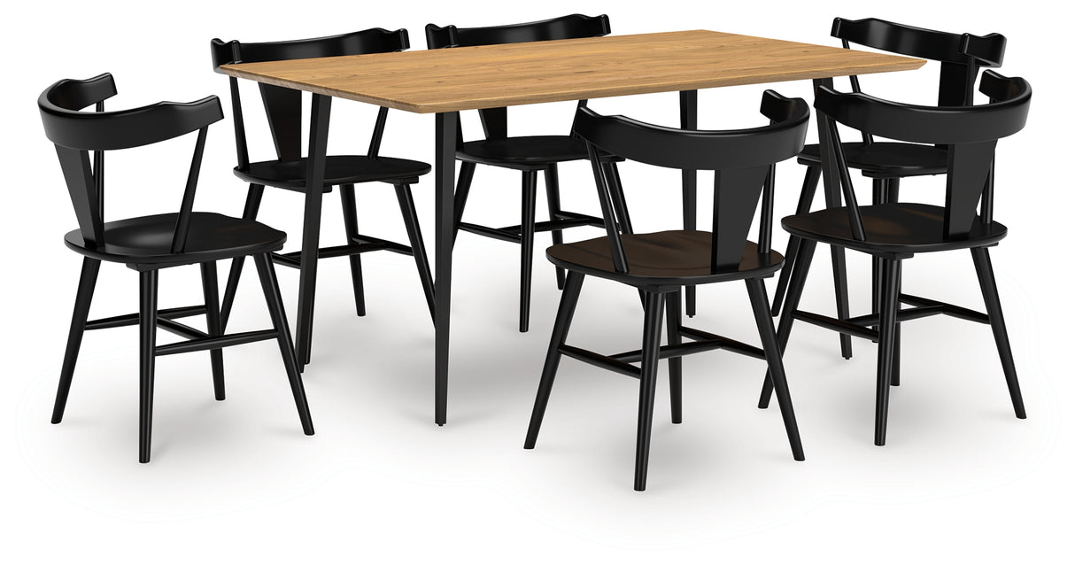 Gretlynn Dining Table and 6 Chairs in Black/Natural from Ashley Furniture - Luna Furniture