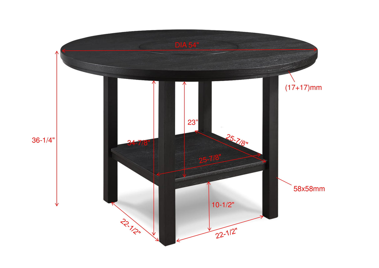 Guthrie Charcoal Round Counter Height Set with Lazysusan from Crown Mark - Luna Furniture