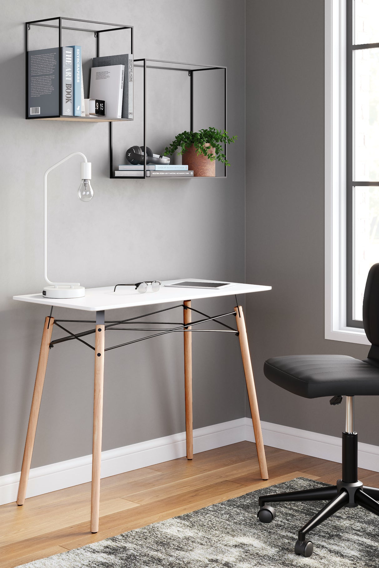 Jaspeni White/Natural Home Office Desk from Ashley Furniture - Luna Furniture