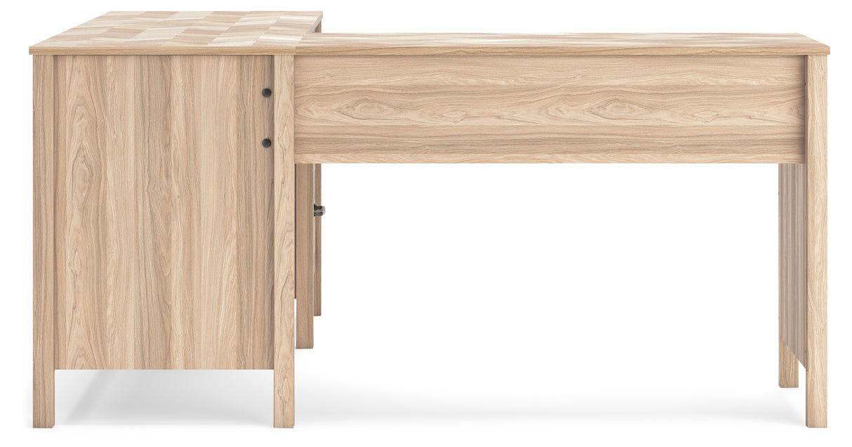 Battelle Tan 60" Home Office Desk with Return from Ashley Furniture - Luna Furniture