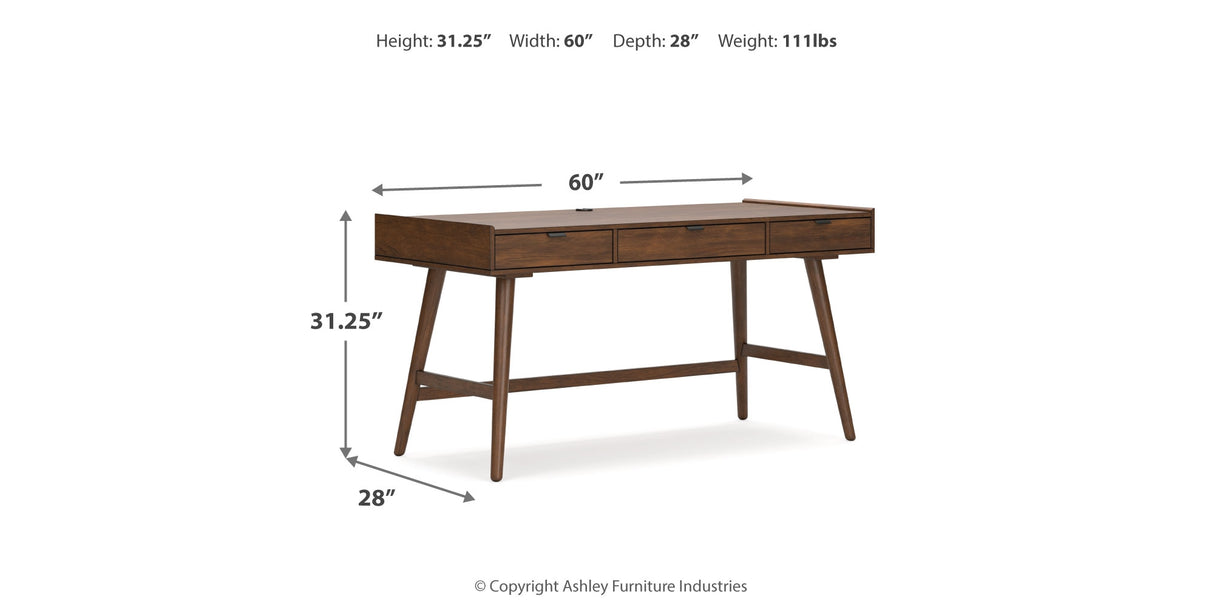 Lyncott Home Office Desk with Chair and Storage in Brown from Ashley - Luna Furniture