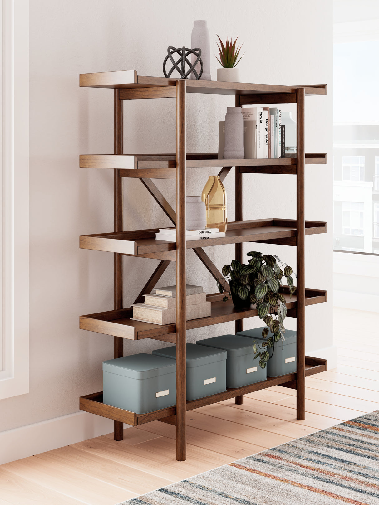 Lyncott Home Office Desk with Chair and Storage in Brown from Ashley - Luna Furniture