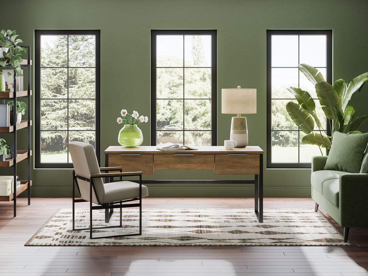 Montia Home Office Desk with Chair in Light Brown from Ashley Furniture - Luna Furniture
