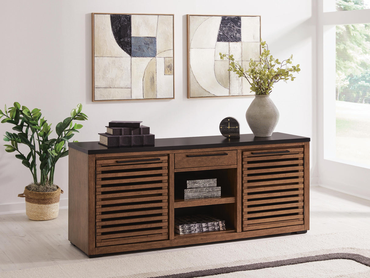 Kallari Warm Brown/Black Credenza from Ashley Furniture - Luna Furniture
