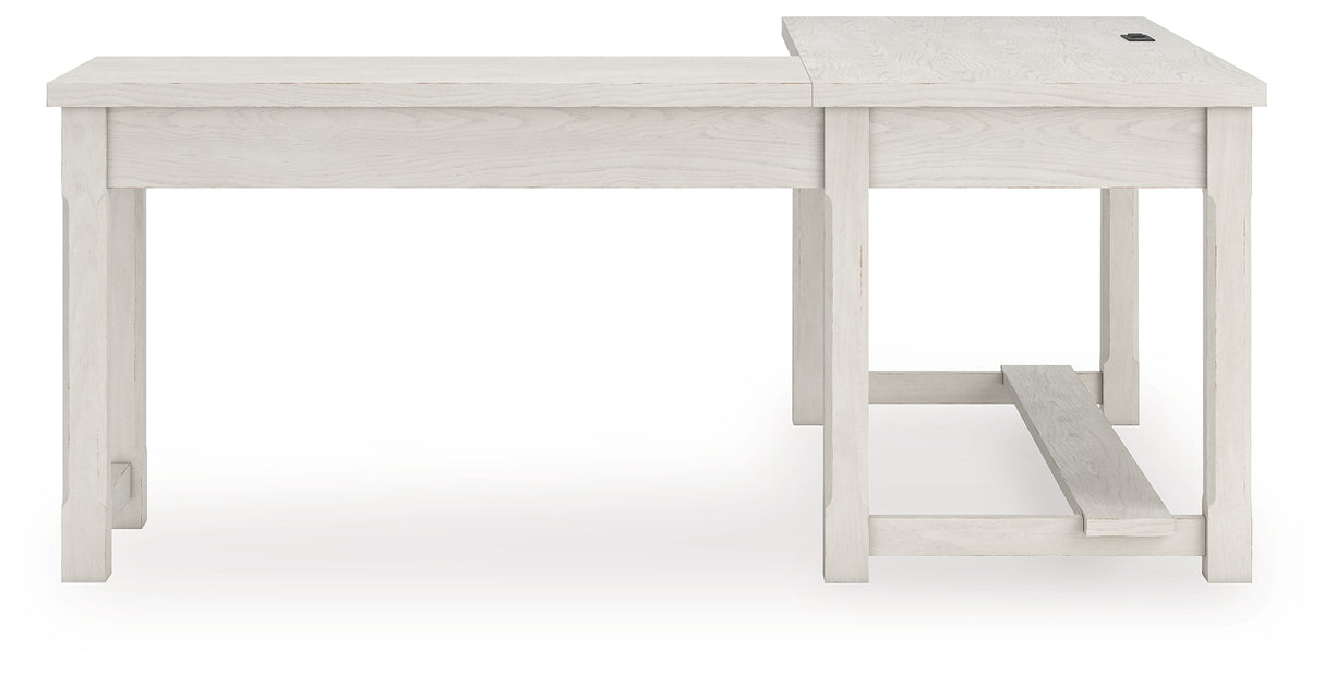 Robbinsdale Antique White L-Shaped Home Office Desk from Ashley - Luna Furniture