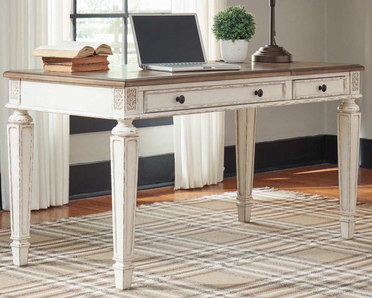 Realyn White/Brown Home Office Lift Top Desk from Ashley Furniture - Luna Furniture