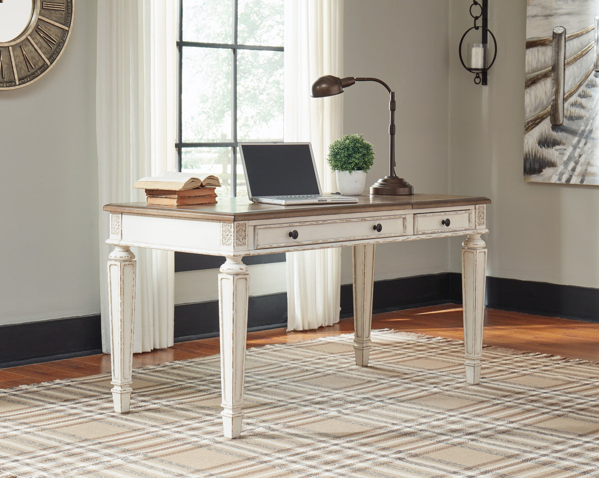 Realyn White/Brown Home Office Lift Top Desk from Ashley Furniture - Luna Furniture