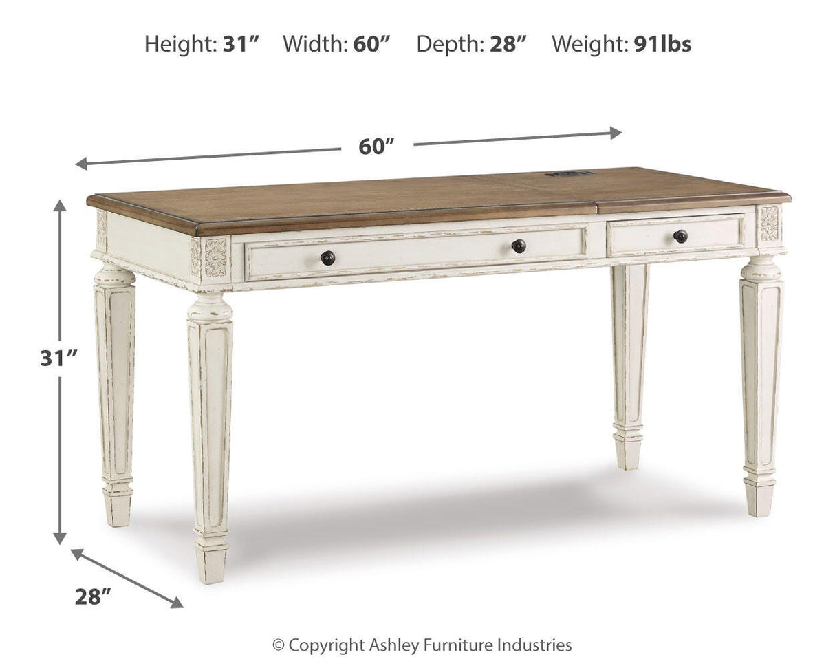 Realyn White/Brown Home Office Lift Top Desk from Ashley Furniture - Luna Furniture