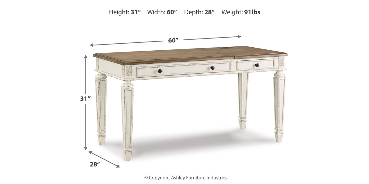 Realyn Home Office 2 Desks in White/Brown from Ashley Furniture - Luna Furniture