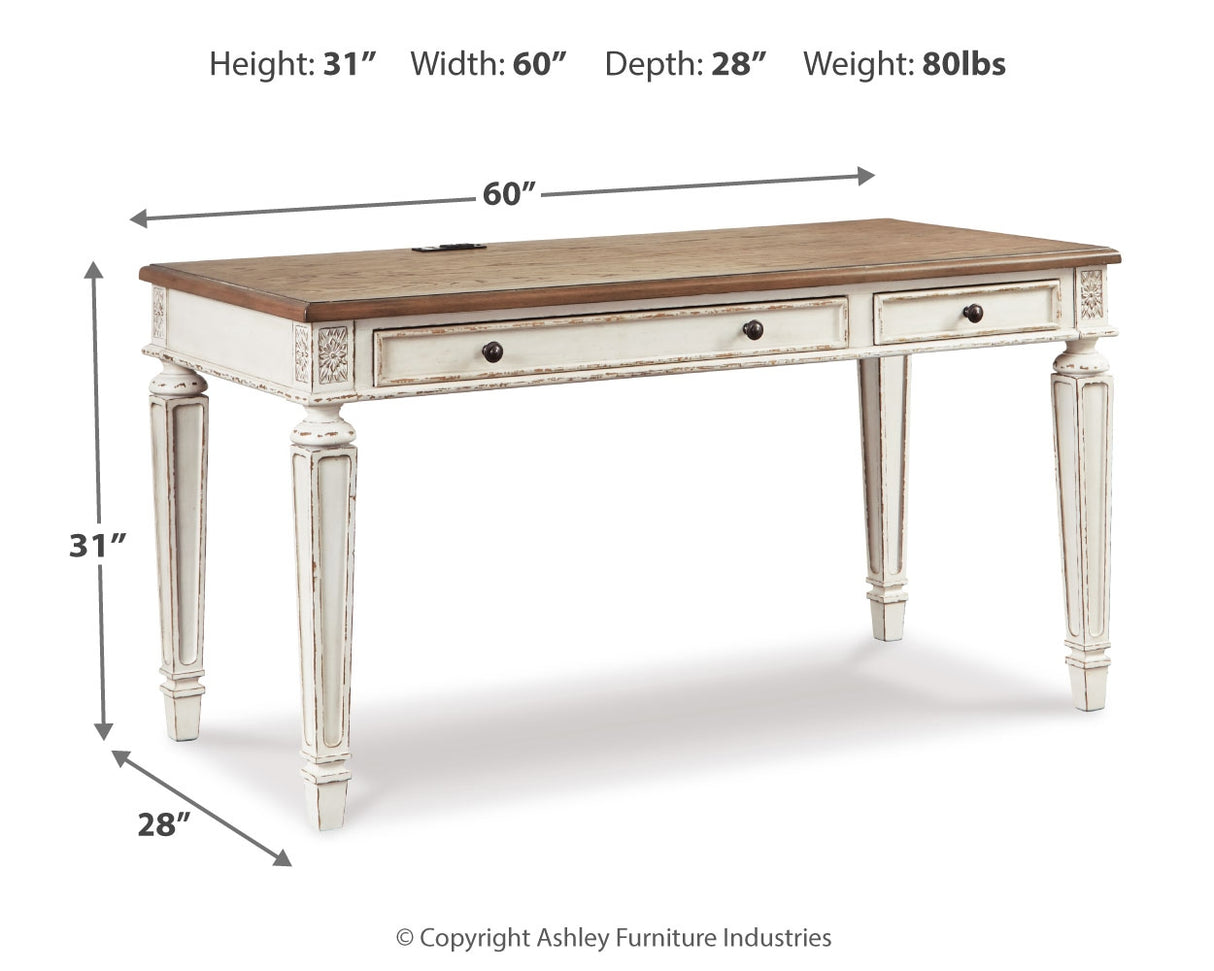 Realyn Home Office 2 Desks in White/Brown from Ashley Furniture - Luna Furniture
