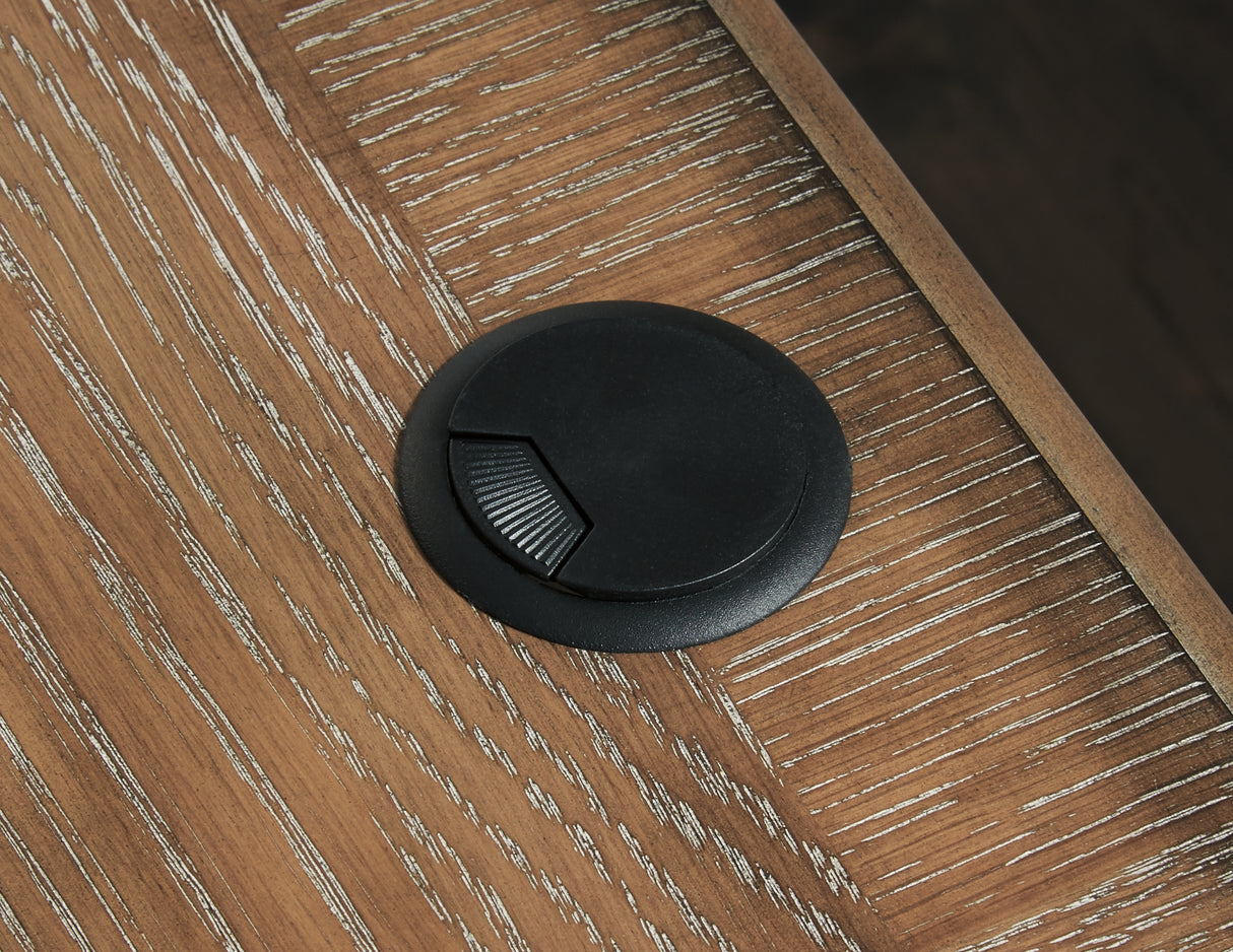 Realyn White/Brown 2-Piece Home Office Desk from Ashley Furniture - Luna Furniture