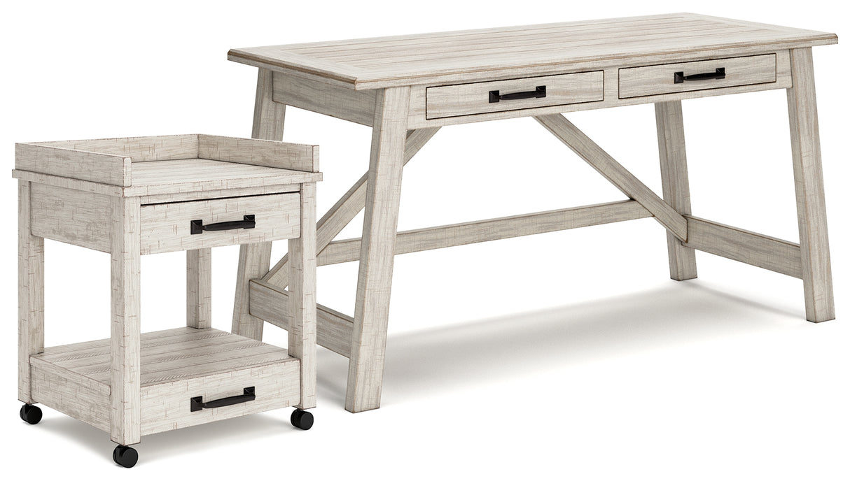 Carynhurst Whitewash Home Office Desk and Printer Stand from Ashley - Luna Furniture
