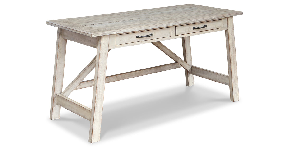 Carynhurst Home Office Desk and Storage in Whitewash from Ashley - Luna Furniture