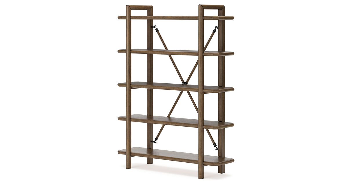Roanhowe Brown 71" Bookcase from Ashley Furniture - Luna Furniture