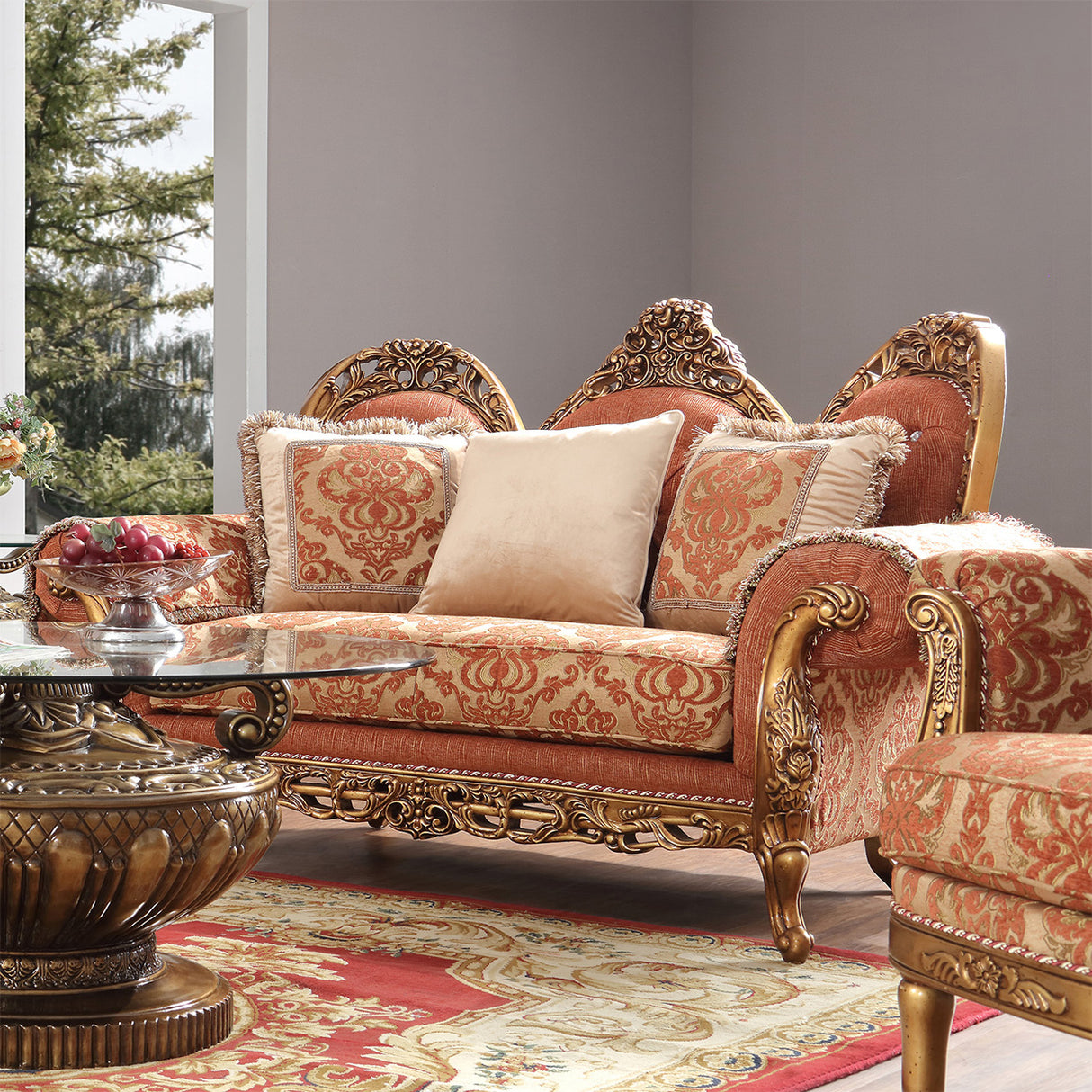 HD-106 Perfect Brown/Gold Loveseat from Homey Design - Luna Furniture