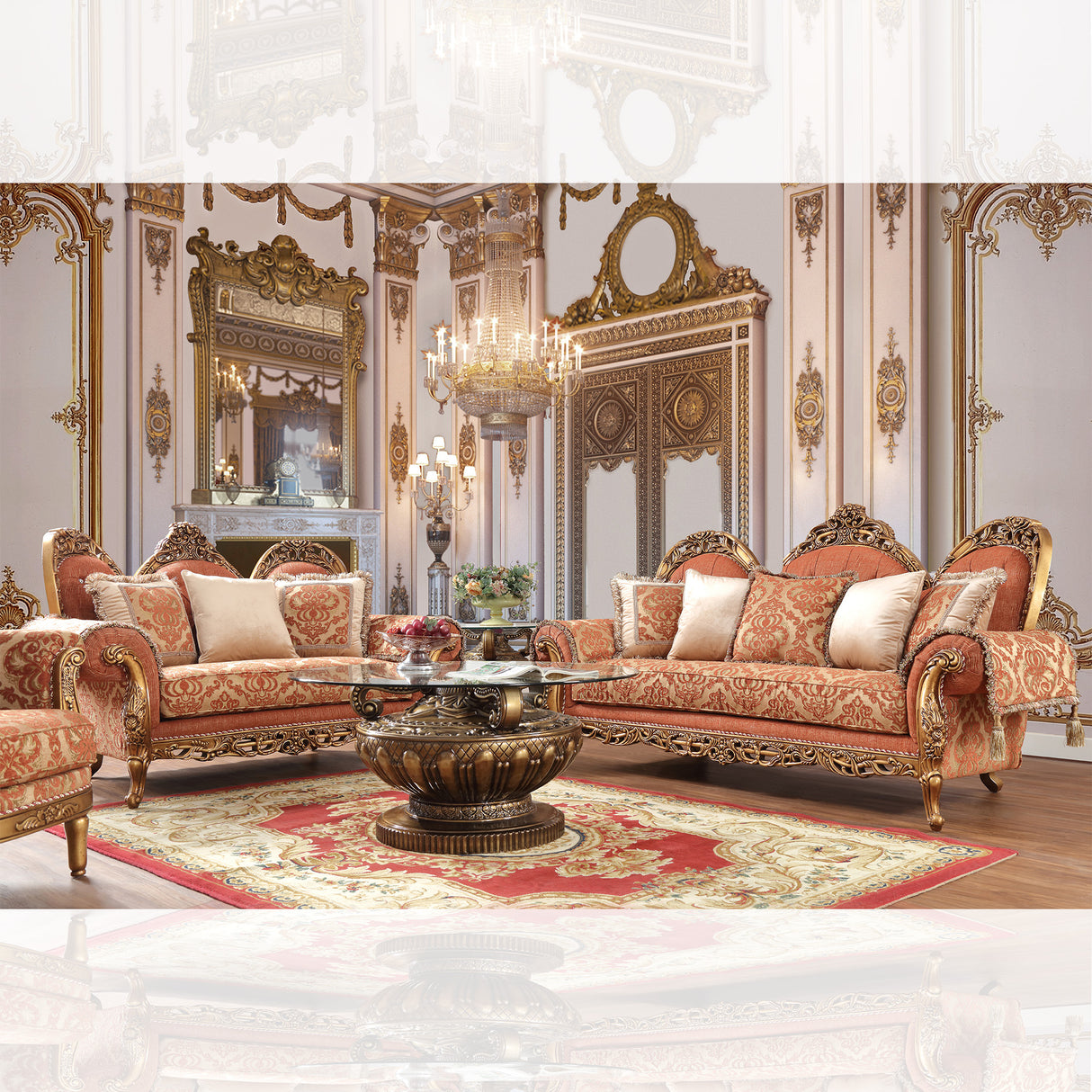 HD-106 Perfect Brown/Gold Loveseat from Homey Design - Luna Furniture