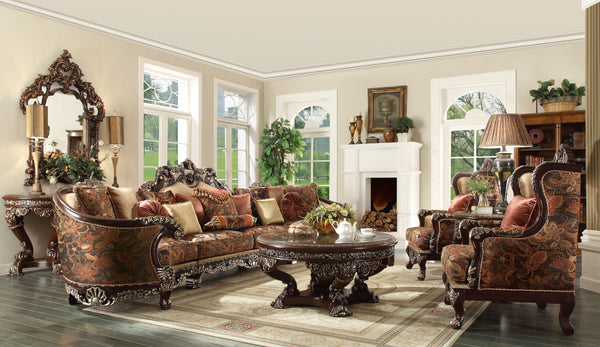 HD-111 Dark Red Mahogany Sectional Sofa