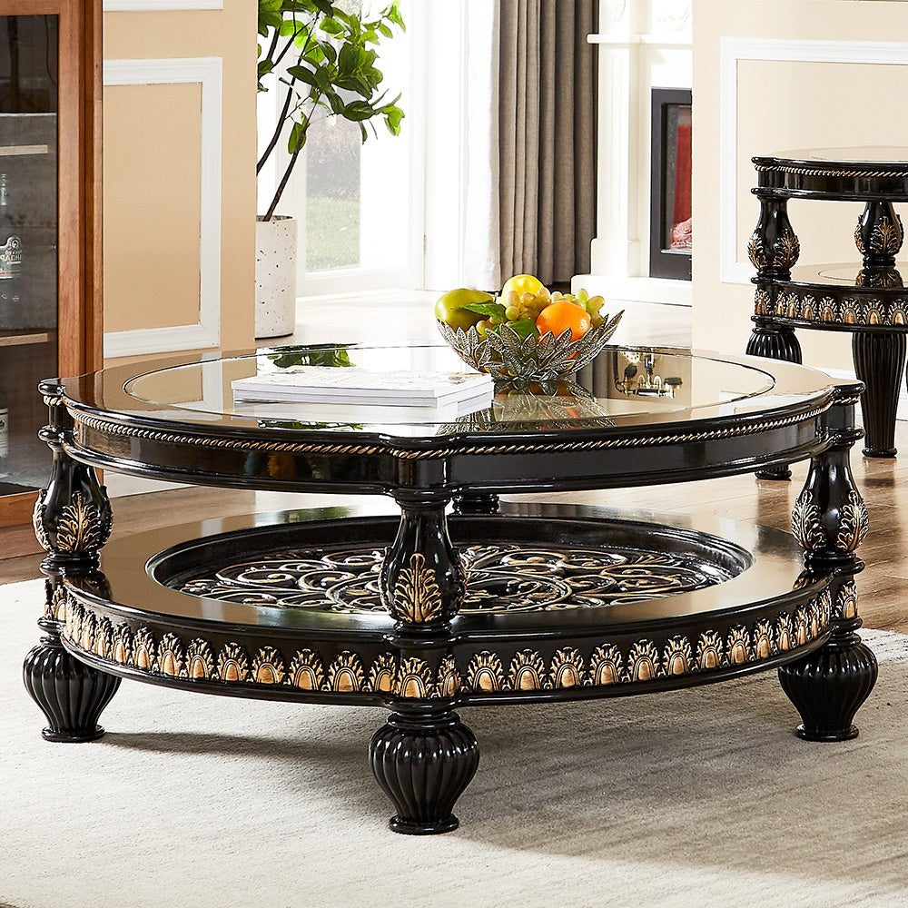 HD-1208 Black Enamel/Gold 3-Piece Coffee Table Set from Homey Design - Luna Furniture