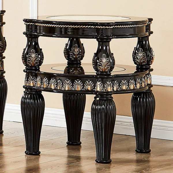 HD-1208 Black Enamel/Gold End Table
