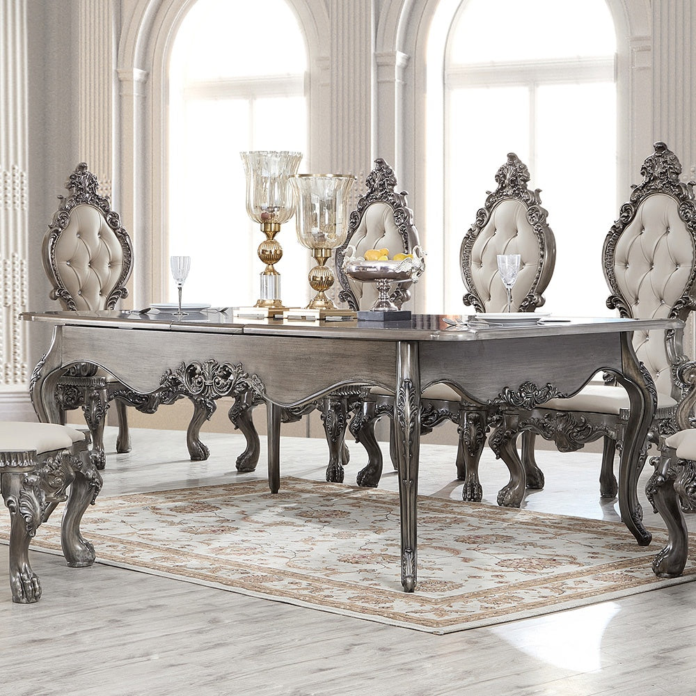 HD-13012-GR Antique Silver Gray Brown 7-Piece Dining Room Set from Homey Design - Luna Furniture
