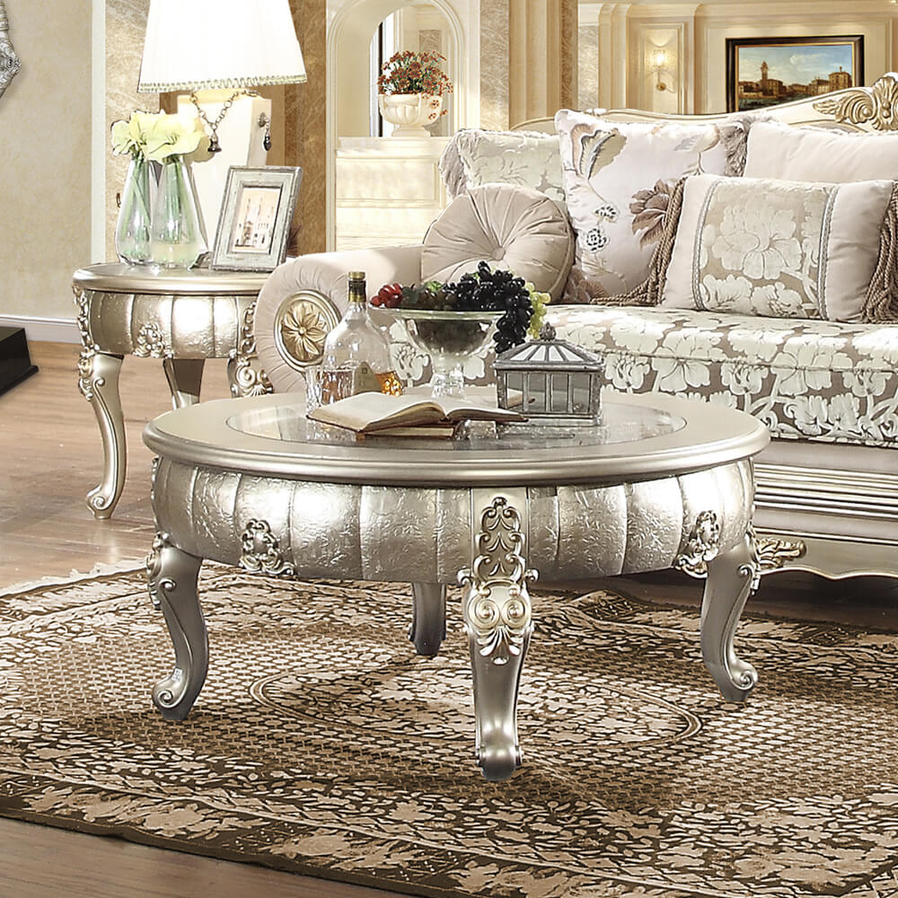 HD-1560 Belle Silver 3-Piece Coffee Table Set from Homey Design - Luna Furniture