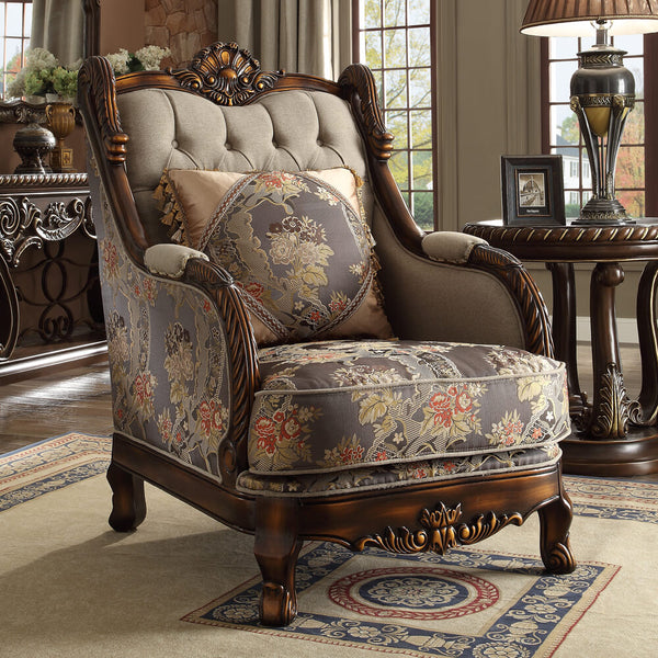 HD-1623 Dark Red Mahogany/Antique Gold Chair