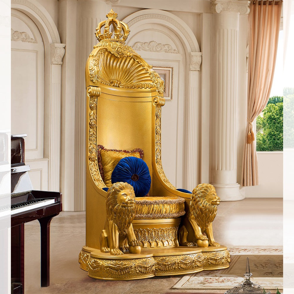 HD-1800 Metallic Antique Gold Lion Throne Chair from Homey Design - Luna Furniture